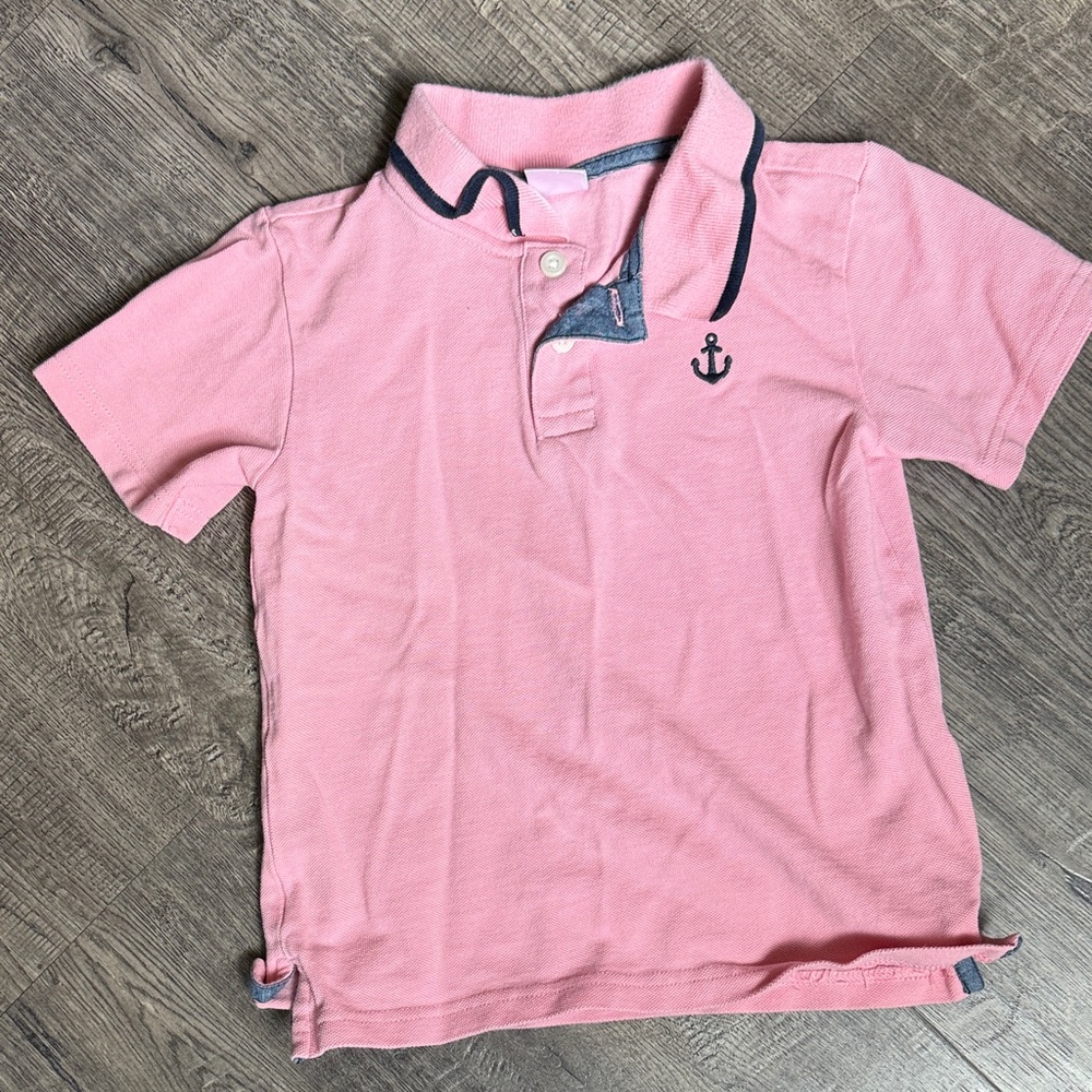 Gymboree Pink Polo with Navy Trim and Anchor